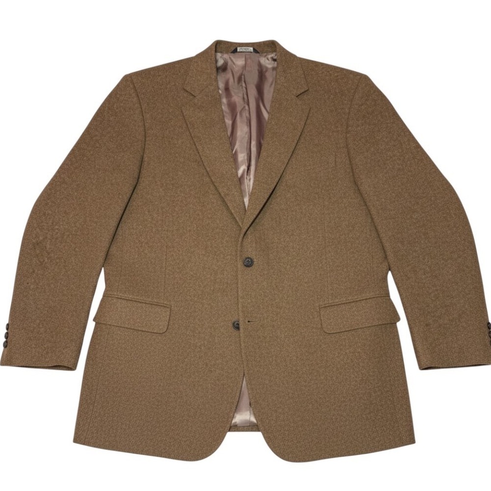 Jos A Bank Gordon 100% Camel Hair Blazer Sport Coat Tan 46L Mens 2 Button (Flaw)